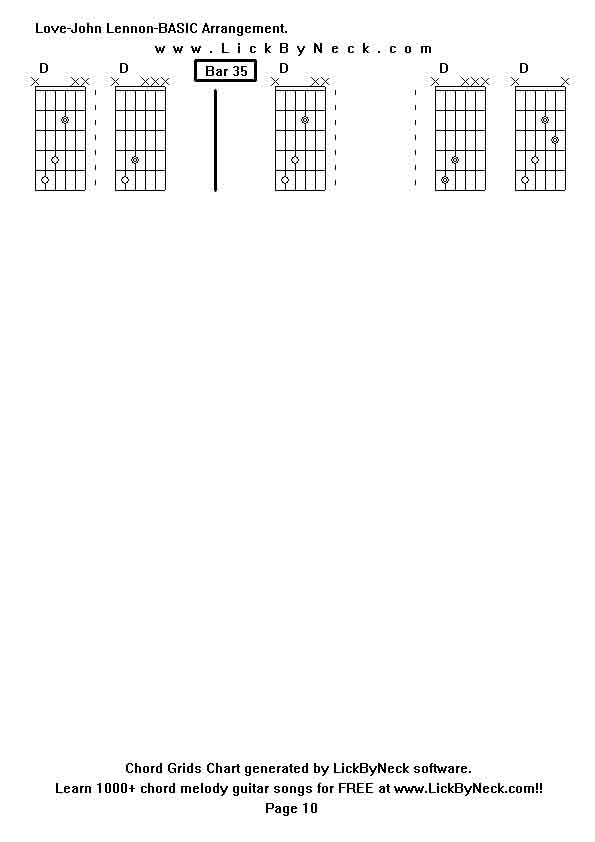 Chord Grids Chart of chord melody fingerstyle guitar song-Love-John Lennon-BASIC Arrangement,generated by LickByNeck software.